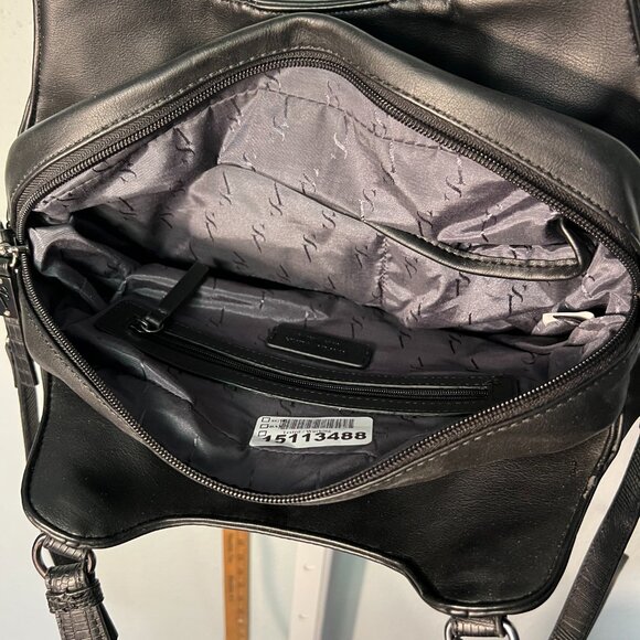 Simply Vera Black Soft PU Leather Divided Multi-Strap Hand Bag Purse - Picture 3 of 6